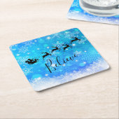 Santa Claus en zijn vliegende rendiertje - Geloof Kartonnen Onderzetters (Schuin)