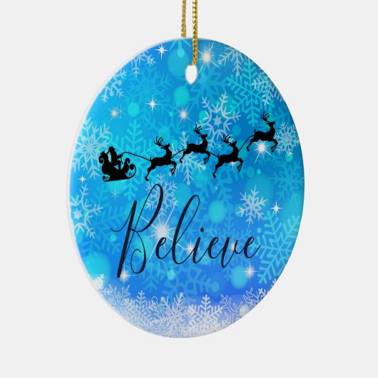Santa Claus en zijn vliegende rendiertje - Geloof Keramisch Ornament (Rechts)