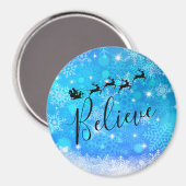 Santa Claus en zijn vliegende rendiertje - Geloof Magneet (Voorkant / Achterkant)