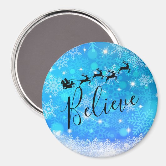 Santa Claus en zijn vliegende rendiertje - Geloof Magneet (Voorkant / Achterkant)