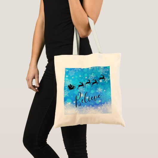 Santa Claus en zijn vliegende rendiertje - Geloof Tote Bag (Voorkant (product))