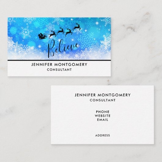 Santa Claus en zijn vliegende rendiertje - Geloof Visitekaartje (Voorkant / Achterkant)