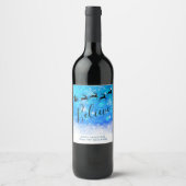 Santa Claus en zijn vliegende rendiertje - Geloof Wijn Etiket (Voorkant)