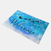 Santa Claus en zijn vliegende rendiertje - Welkom Deurmat (Schuin)