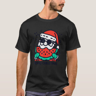 Santa Claus Eten Watermeloen Meloen Xmas L T-shirt