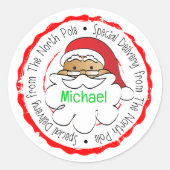 Santa Claus Etnische Kinder Speciale Levering Cart Ronde Sticker (Voorkant)