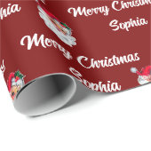 Santa Claus Face | Aangepast kerstcadeau Cadeaupapier (Rol Hoek)