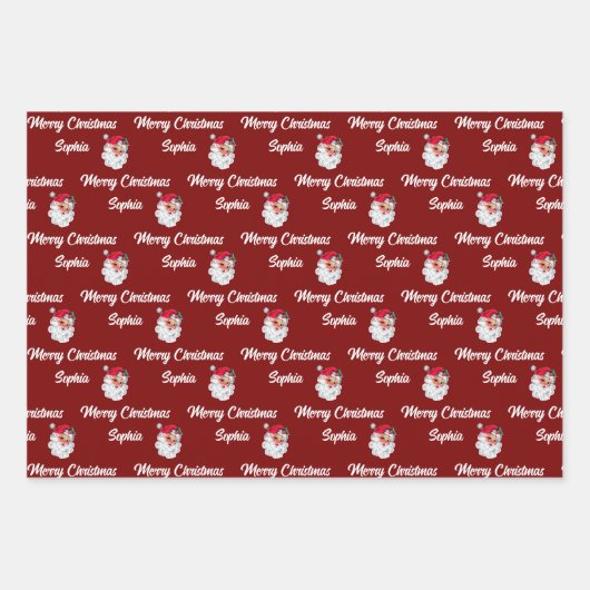 Santa Claus Face | Aangepast kerstcadeau Inpakpapier Vel (Voorkant)