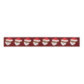 Santa Claus Face Burgundy Brown Skin Kerstmis Grosgrain Lint (Voorkant)