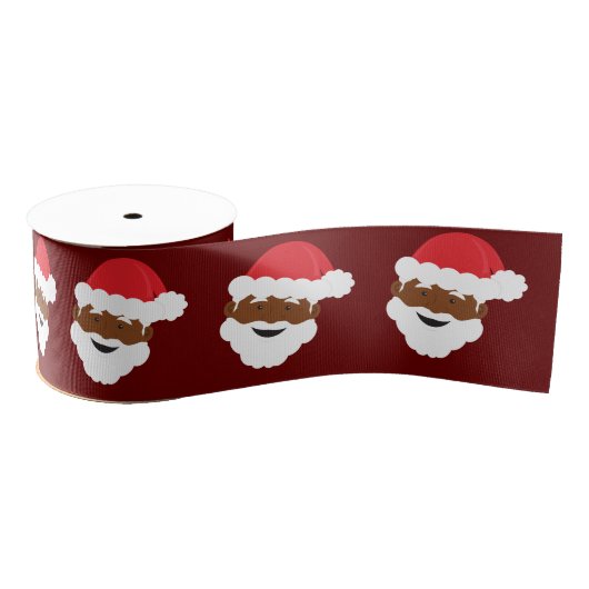 Santa Claus Face Burgundy Brown Skin Kerstmis Grosgrain Lint (Spoel)