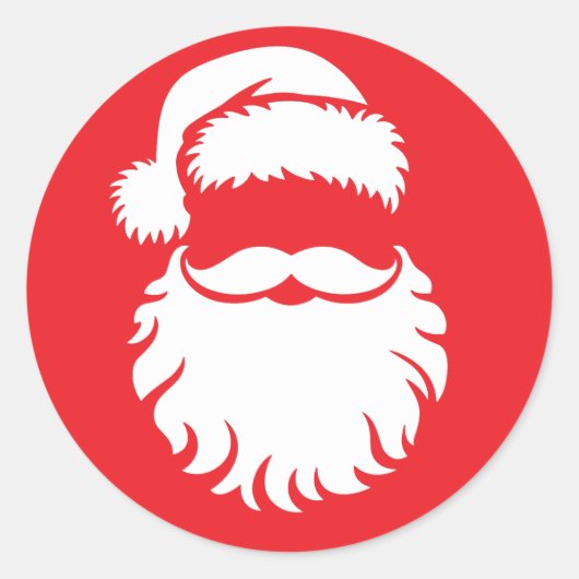 Santa Claus Face Hat Christmas Ronde Sticker (Voorkant)