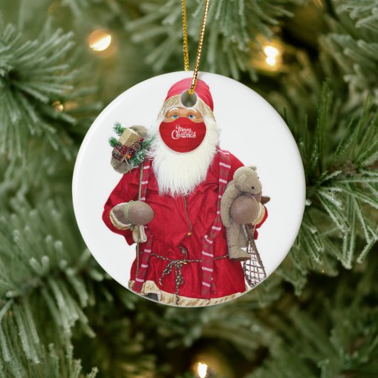 Santa Claus Face Mask Keramisch Ornament (Boom)