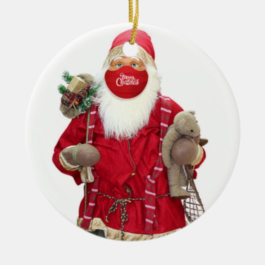 Santa Claus Face Mask Keramisch Ornament (Voorkant)