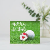 Santa Claus Face met golfbal op groen Briefkaart (Staand voorkant)
