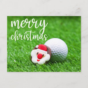 Santa Claus Face met golfbal op groen Briefkaart