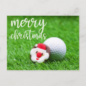 Santa Claus Face met golfbal op groen Briefkaart (Voorkant)