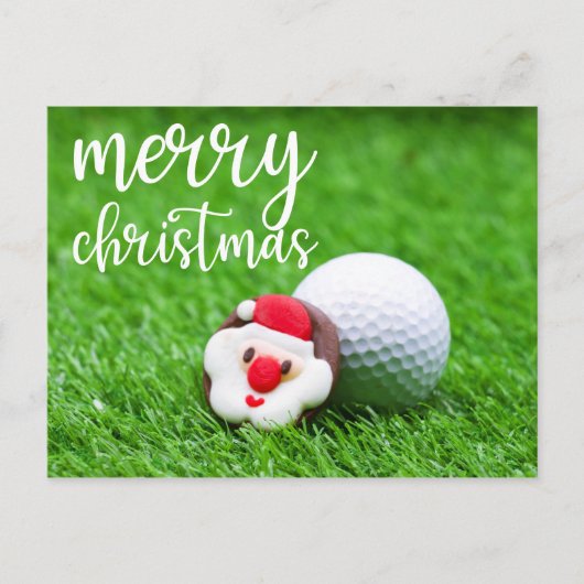 Santa Claus Face met golfbal op groen Briefkaart (Voorkant)