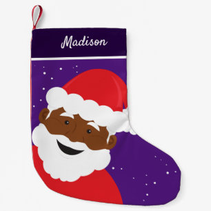 Santa Claus Face Paarse Bruin Skin Kleine Kerstsok