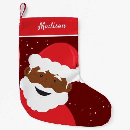 Santa Claus Face Red Brown Skin Name Kleine Kerstsok (Voorkant)