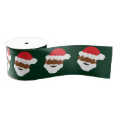 Santa Claus Face Red Green Brown Skin Kerstmis Grosgrain Lint (Spoel)