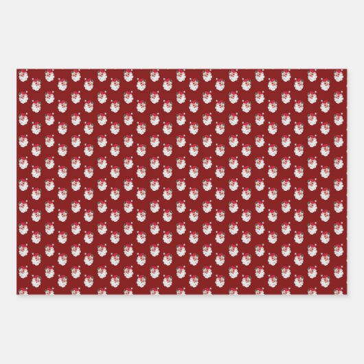 Santa Claus Face Roze Groen Rood Inpakpapier Vel (Voorkant 3)