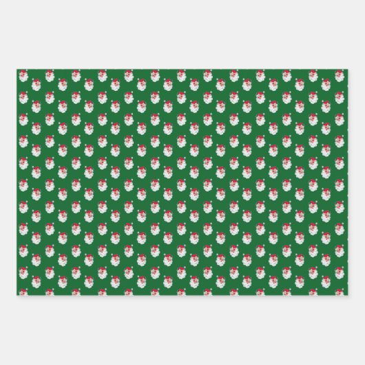 Santa Claus Face Roze Groen Rood Inpakpapier Vel (Voorkant 2)