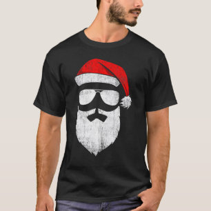 Santa Claus Face Sunbril met Pet Bard Christm T-shirt