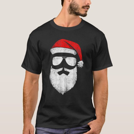 Santa Claus Face Sunbril met Pet Bard Christm T-shirt (Voorkant)