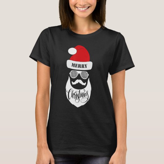 Santa Claus Face Sunbril met Pet Beard Christm T-shirt (Voorkant)