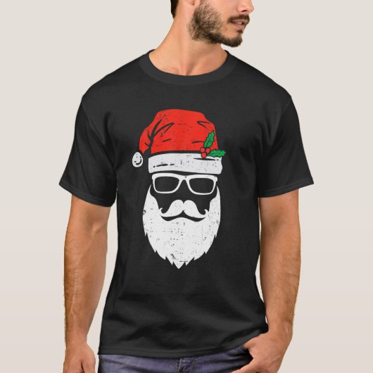 Santa Claus Face Sunbril met Pet Beard Christm T-shirt (Voorkant)
