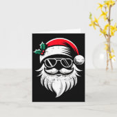 Santa Claus Face Sungles With Hat Beard Christmas  Kaart (Gele Bloem)