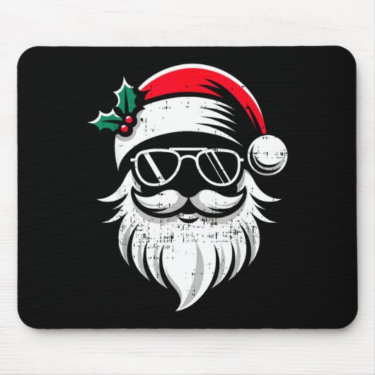 Santa Claus Face Sungles With Hat Beard Christmas  Muismat (Voorkant)