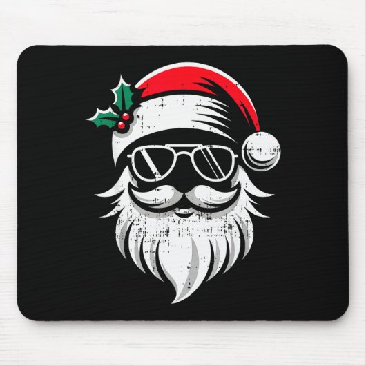 Santa Claus Face Sungles With Hat Beard Christmas  Muismat (Voorkant)