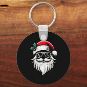Santa Claus Face Sungles With Hat Beard Christmas  Sleutelhanger (Voorkant)