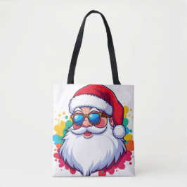 Santa Claus Face With Paint Splatter Christmas Tote Bag