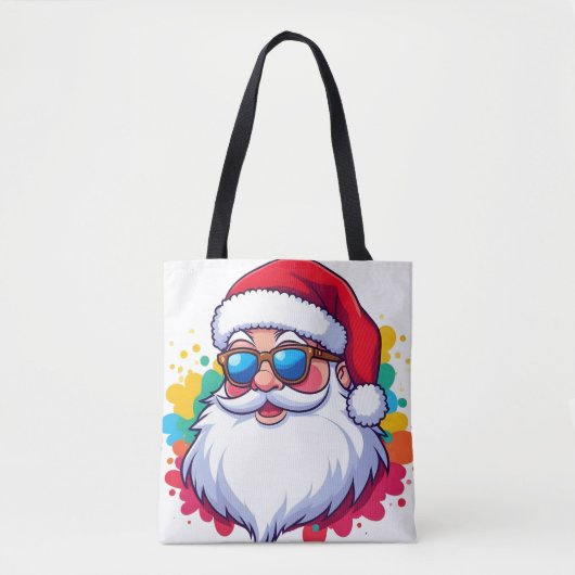 Santa Claus Face With Paint Splatter Christmas Tote Bag (Voorkant)