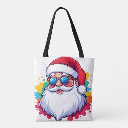 Santa Claus Face With Paint Splatter Christmas Tote Bag (Achterkant)
