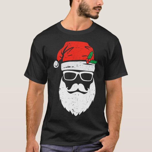 Santa Claus Face Zonnebrillen met Petten baard Ker T-shirt (Voorkant)