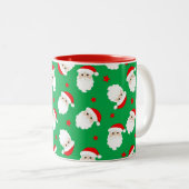 Santa Claus Faces Christmas Coffee Mug Xmas Cup Tweekleurige Koffiemok (Voorkant rechts)