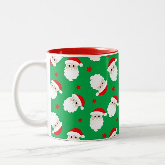 Santa Claus Faces Christmas Coffee Mug Xmas Cup Tweekleurige Koffiemok (Links)