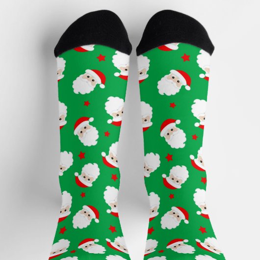 Santa Claus Faces Christmas Gift Printed Sokken (Top)