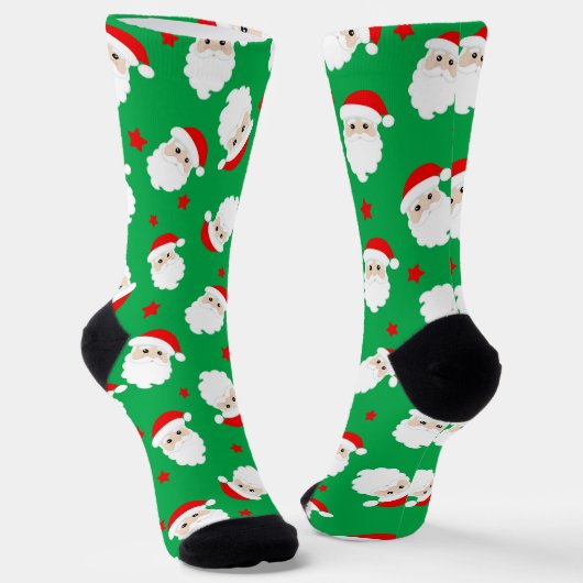 Santa Claus Faces Christmas Gift Printed Sokken (Gebogen)