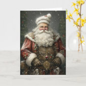 Santa Claus Father Christmas Portrait Greeting Kaart (Gele Bloem)