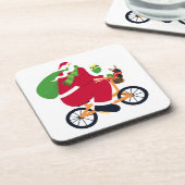 Santa Claus fiets Bier Onderzetter (Linkerzijde)