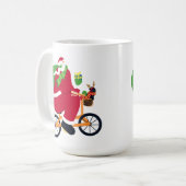 Santa Claus fiets Koffiemok (Voorkant links)