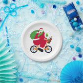 Santa Claus fiets Papieren Bordje (Feest)