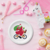 Santa Claus fiets Papieren Bordje (Feest)