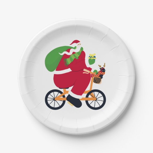 Santa Claus fiets Papieren Bordje (Voorkant)