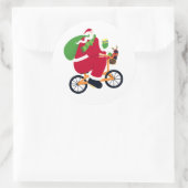 Santa Claus fiets Ronde Sticker (Tas)
