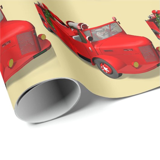 Santa Claus Firefighter  Fire Truck Cadeaupapier (Rol Hoek)